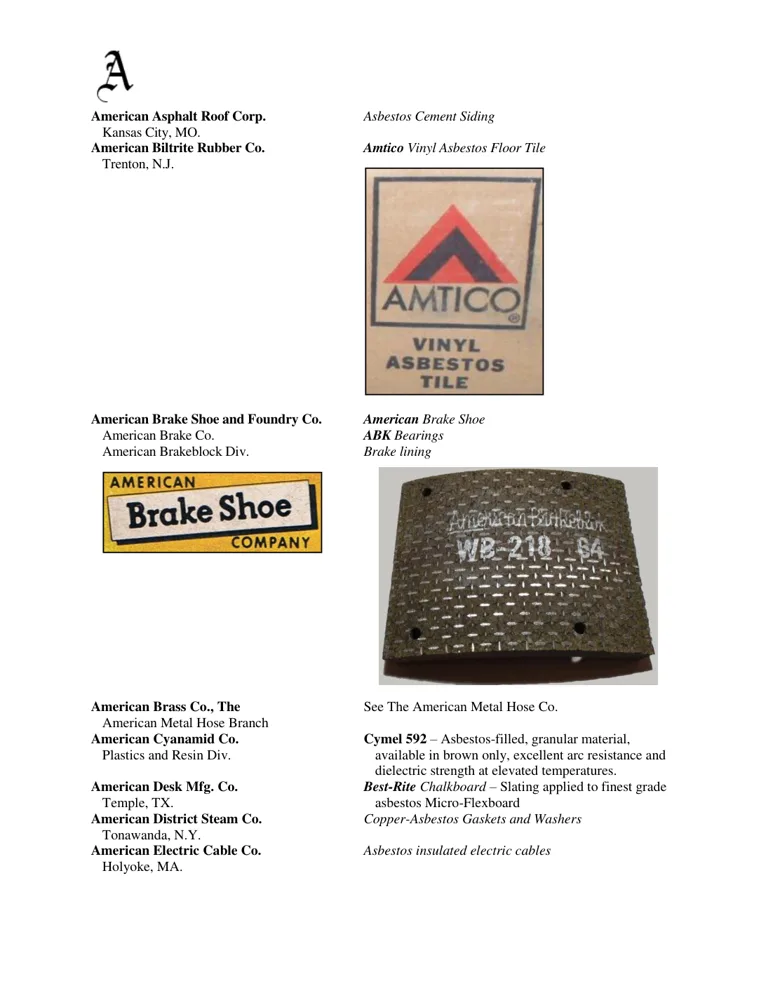 American Brake Shoe brake lining